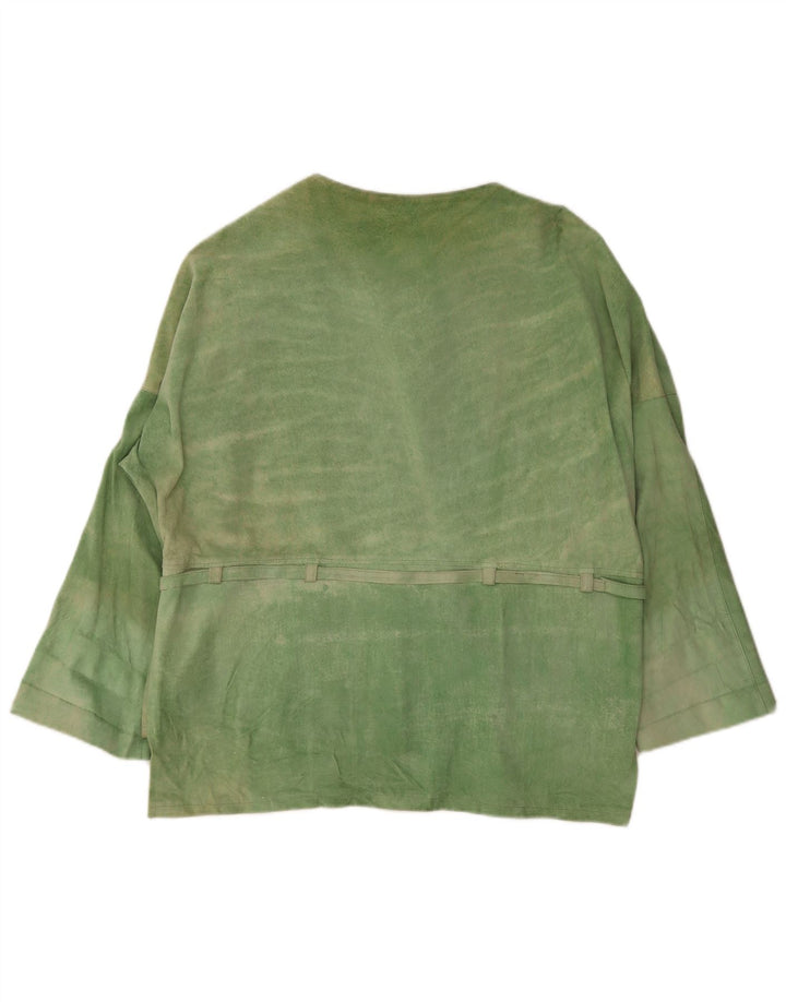 veste en daim femme vintage UK 20 2XL Vert
