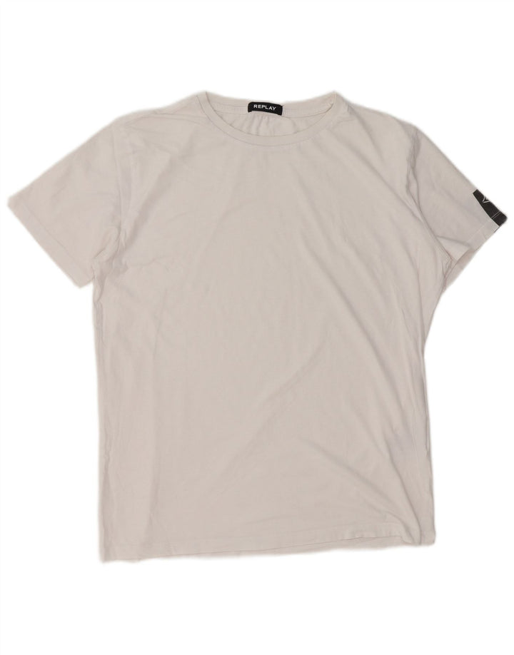 Replay T-Shirt Graphique Homme Grand Blanc Coton