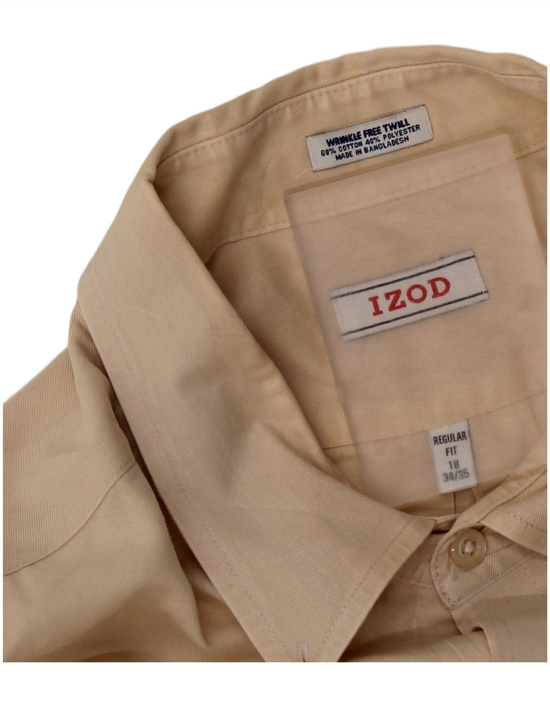 Izod Chemise coupe régulière pour homme Taille 18 2XL Coton beige