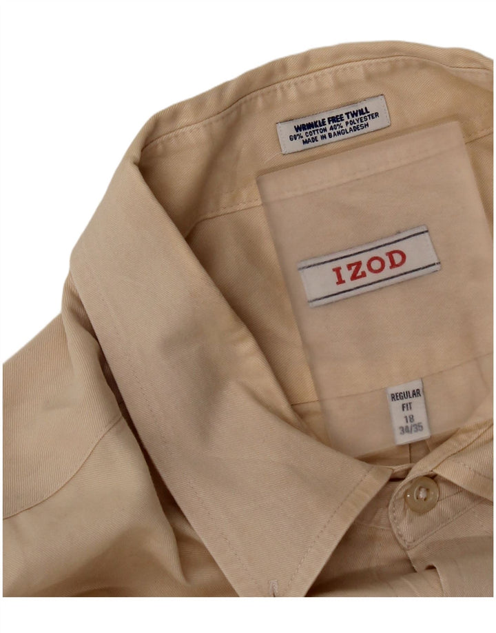 Izod Chemise coupe régulière pour homme Taille 18 2XL Coton beige