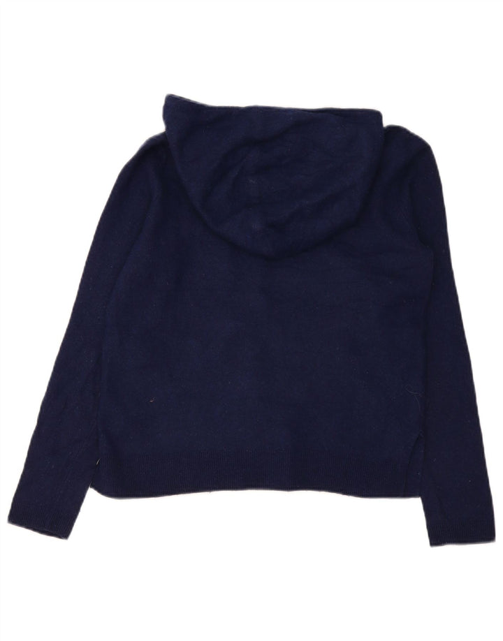 Massimo Dutti Pull à capuche pour femme UK 10 Petite laine bleu marine
