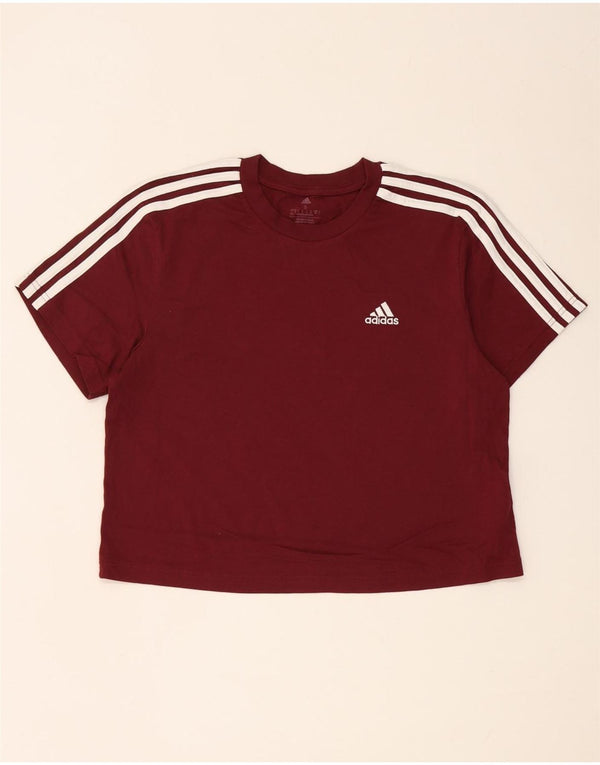 Adidas T-shirt court surdimensionné pour femme UK 8/10 Petit coton bordeaux