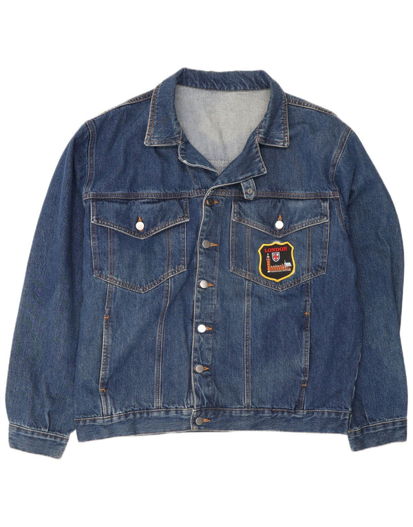 veste en denim homme vintage UK 44 2XL Coton bleu