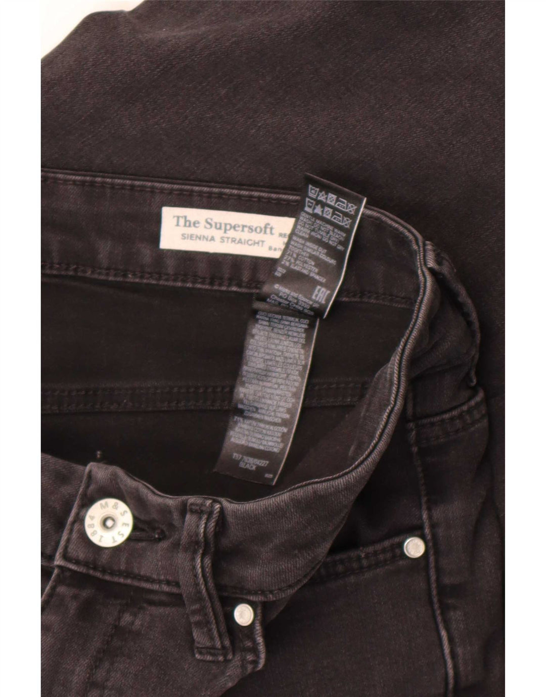 Marks & Spencer Jean droit Sienna pour femme UK 12 Medium W30 L30 Noir