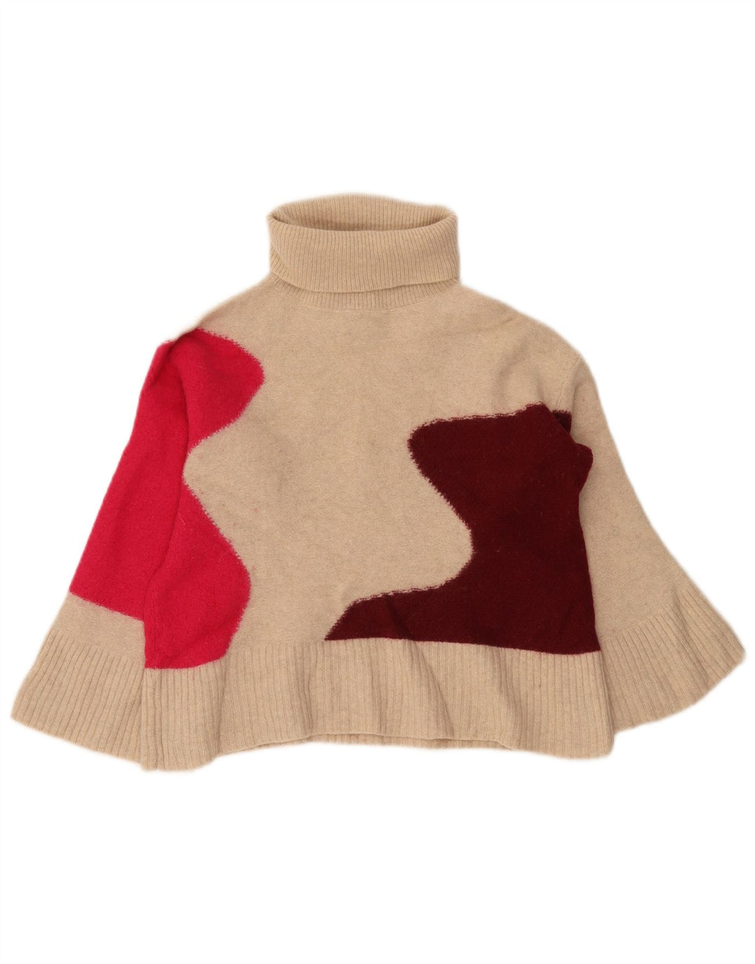 White Stuff Pull col roulé pour femme UK 8 Small Beige Colourblock