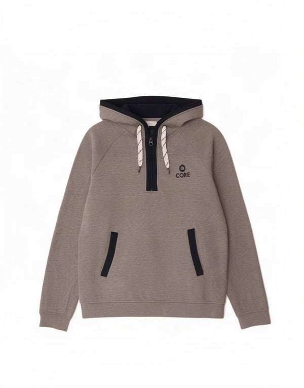 Jack & Jones Pull à capuche à col zippé pour homme Large Gris Polyester