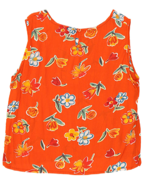 Amaranto Débardeur Femme UK 14 Grande Viscose Florale Orange
