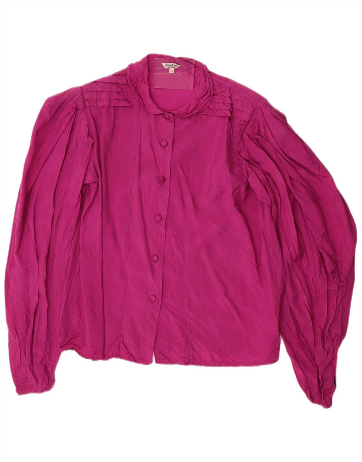 vintage Femme Chemise À Manches Longues Blouse IT 44 Rose Moyen