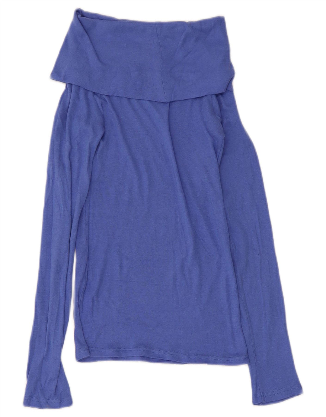Zara Femme Haut Col Roulé Manches Longues UK 8 Petit Bleu