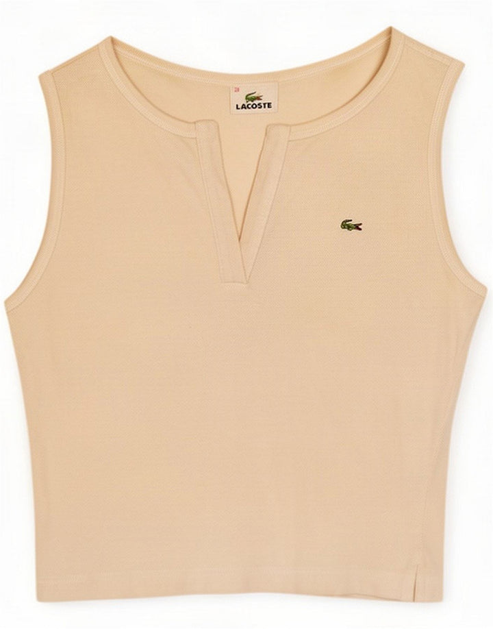 Débardeur court femme Lacoste Taille 38 Coton blanc cassé moyen