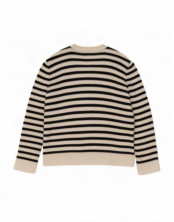 Zara Womens Crop Oversize Cardigan Pull UK 10 Petit Blanc Cassé Rayé