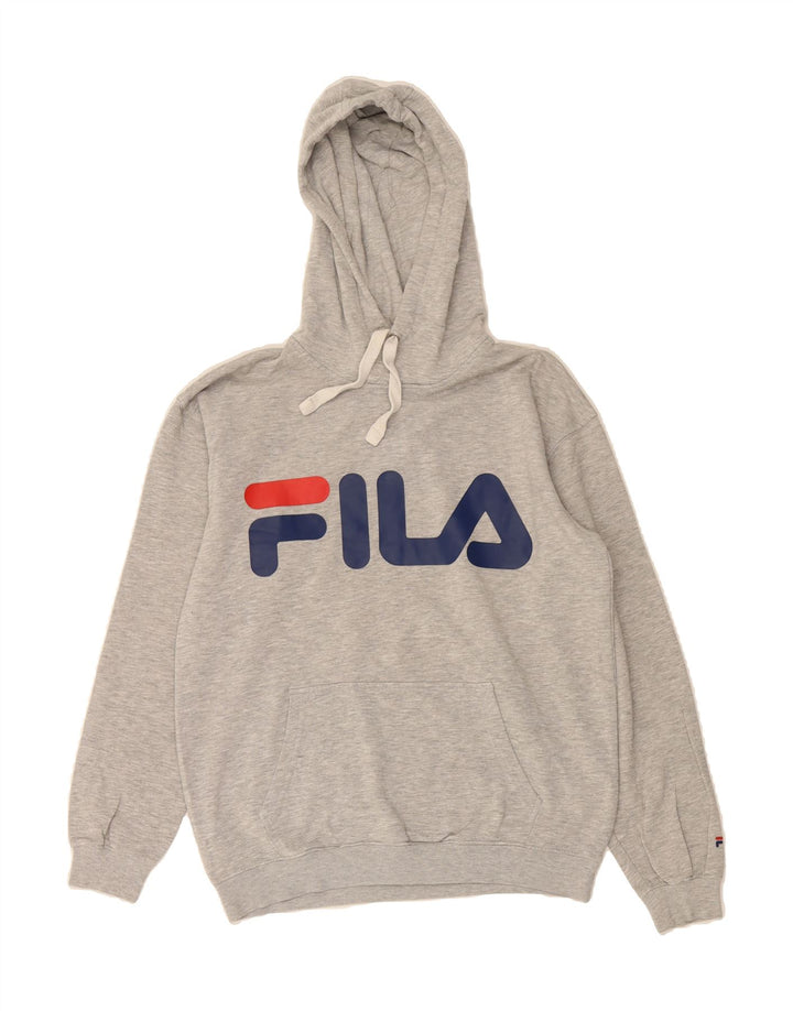 FILA Mens Graphic Hoodie Jumper Small Grey Cotton Vintage Fila and Second-Hand Fila from Messina Hembry 