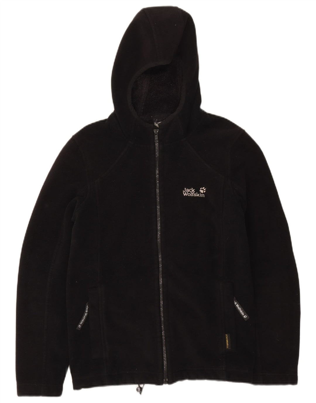 JACK WOLFSKIN Womens Hooded Fleece Jacket UK 10 Small Black Polyester