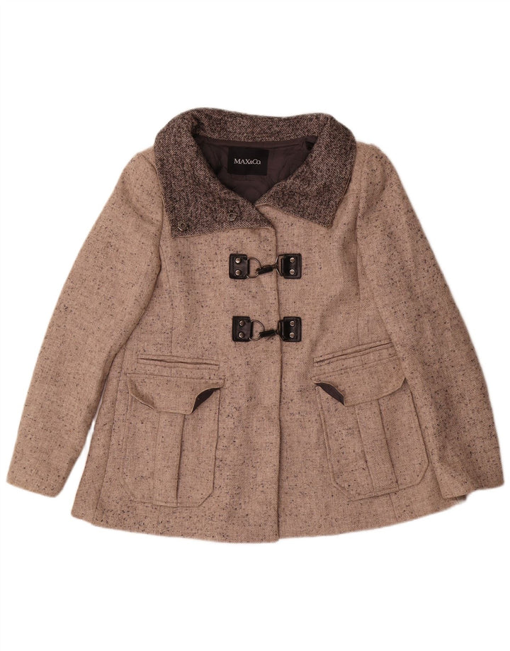 Max & Co. Pardessus court surdimensionné pour femme UK 6 XS Laine mouchetée beige