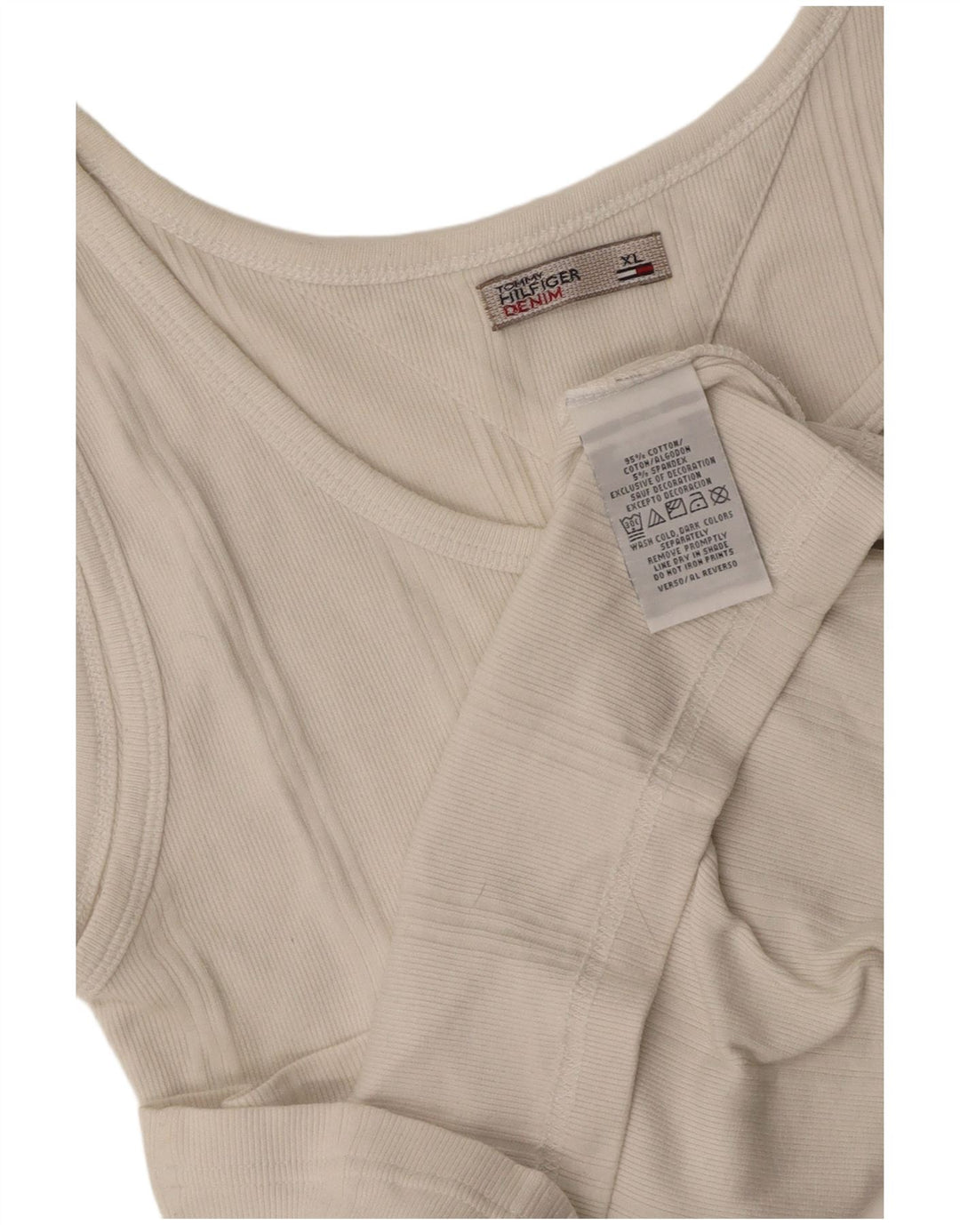 TOMMY HILFIGER Débardeur Femme UK 18 XL Coton Blanc
