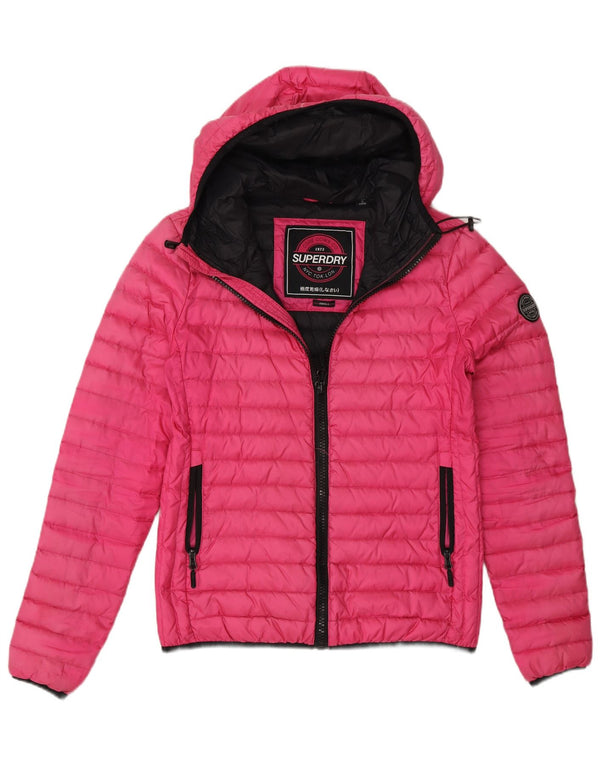 Superdry Veste matelassée à capuche pour femme UK 10 Small Rose Nylon