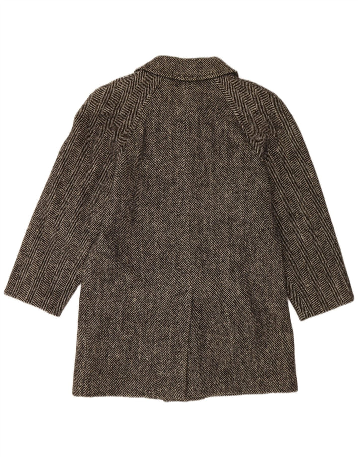 BLUE DEVIL Manteau Homme UK 38 Laine à Chevrons Gris Moyen