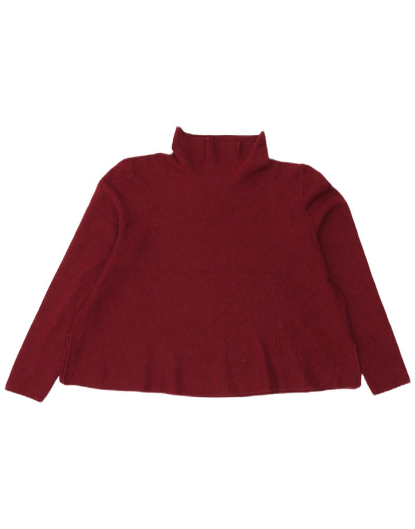 Cos Pull court à col roulé pour femme UK 14 en laine bordeaux moyen