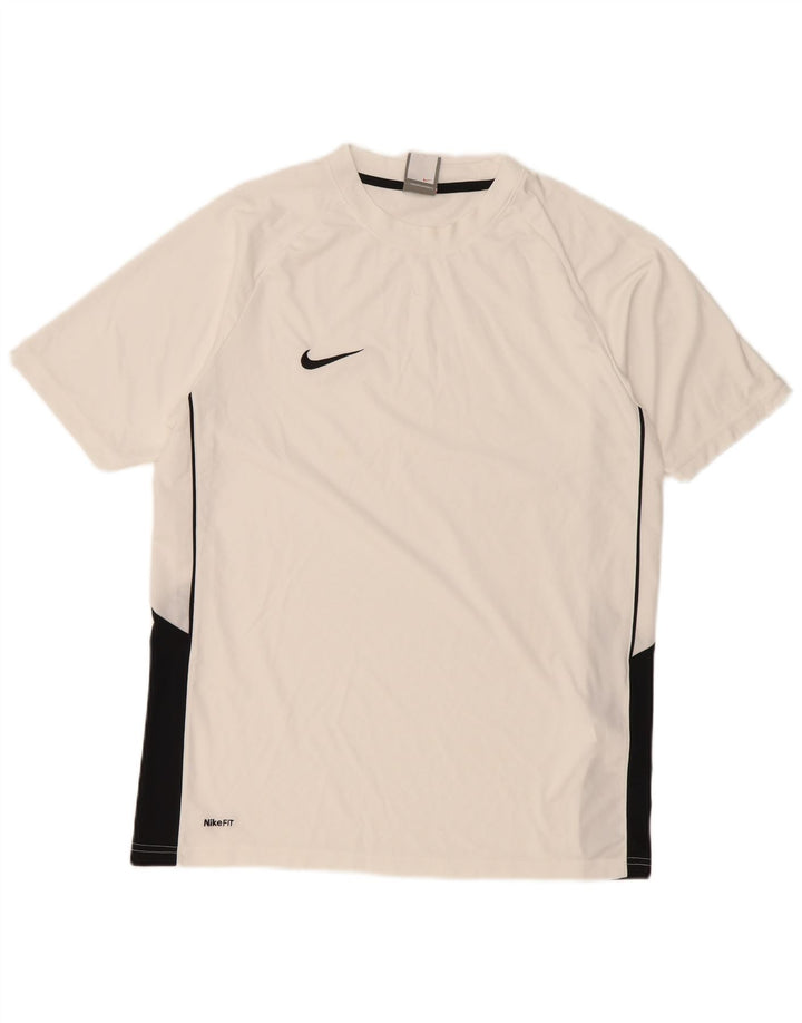 Nike T-Shirt Homme UK 39/41 Polyester Colorblock Blanc Moyen
