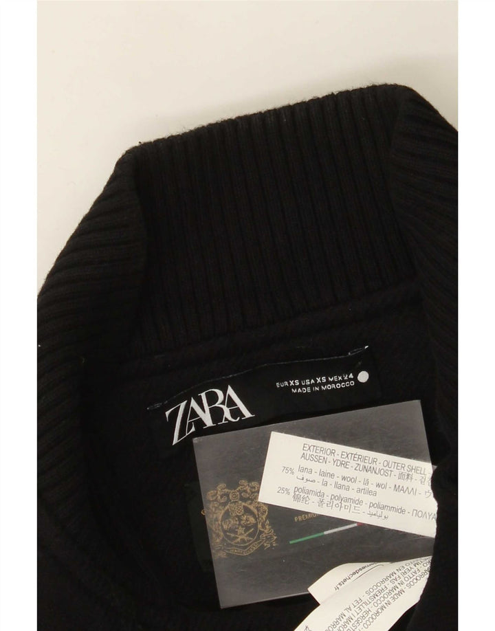 Zara Veste de motard pour femme UK 6 XS Laine noire