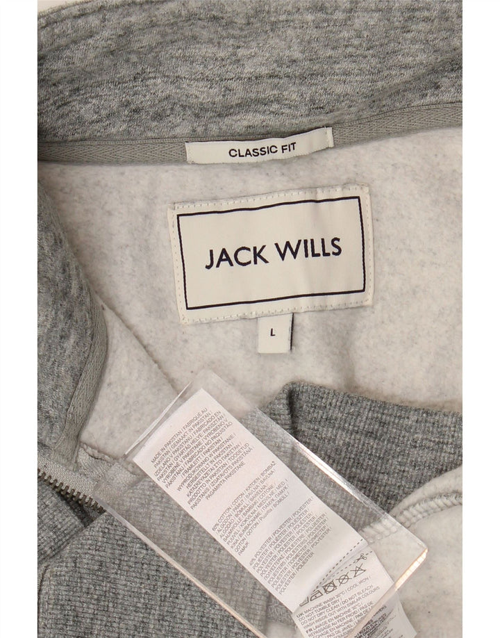 JACK WILLS Sweat-shirt coupe classique à col zippé pour homme, grand gris moucheté