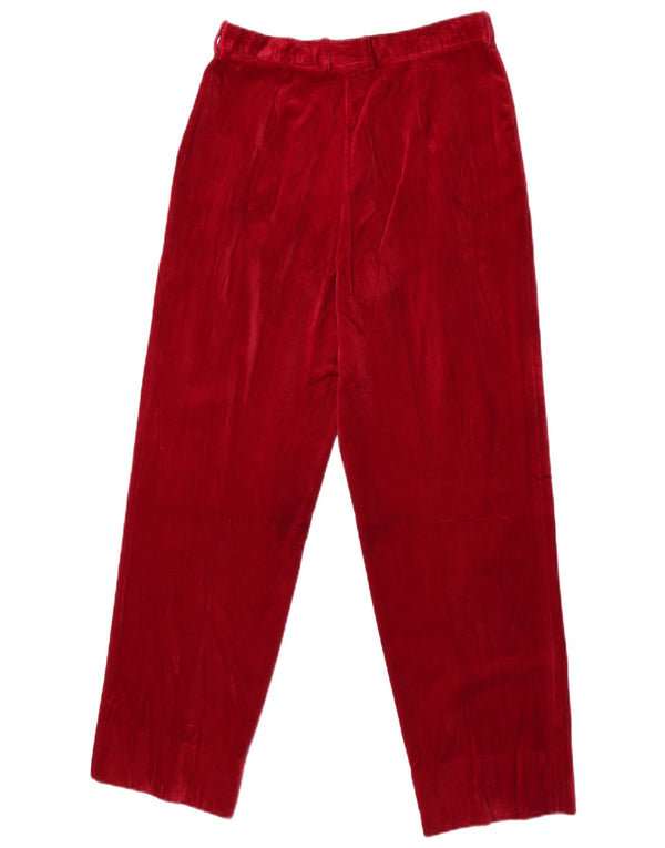 Pantalon de costume en velours pegged vintage pour femme IT 40 Small W26 L28 Bordeaux