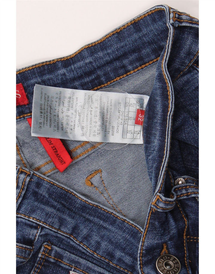 Guess Jean Slim Droit Femme W30 L28 Bleu Coton