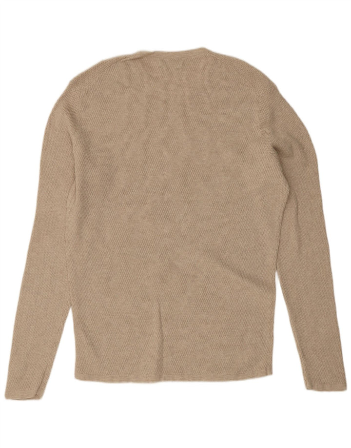 Massimo Dutti Pull col rond homme en coton beige moyen