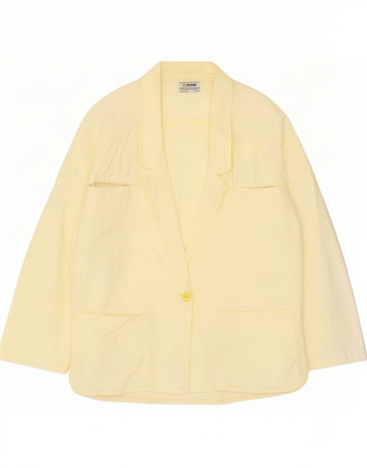 POP 84 Veste blazer surdimensionnée à 1 bouton pour femme UK 10 Petit coton jaune