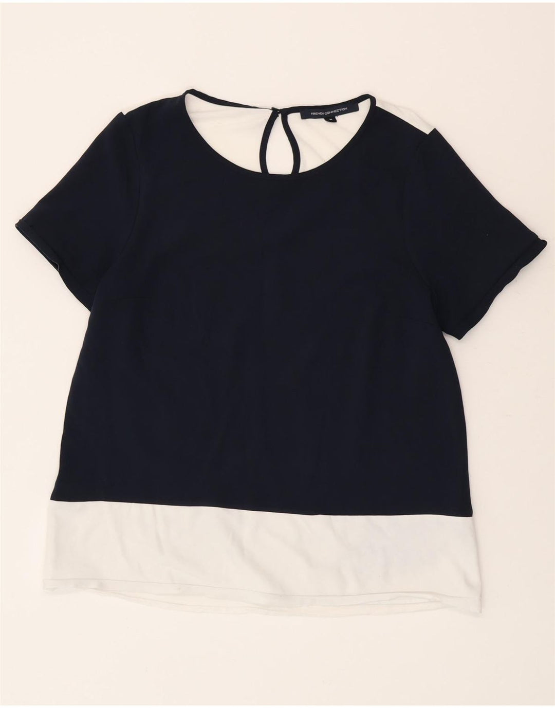 French Connection T-shirt pour femme UK 14 Bleu marine moyen Colourblock