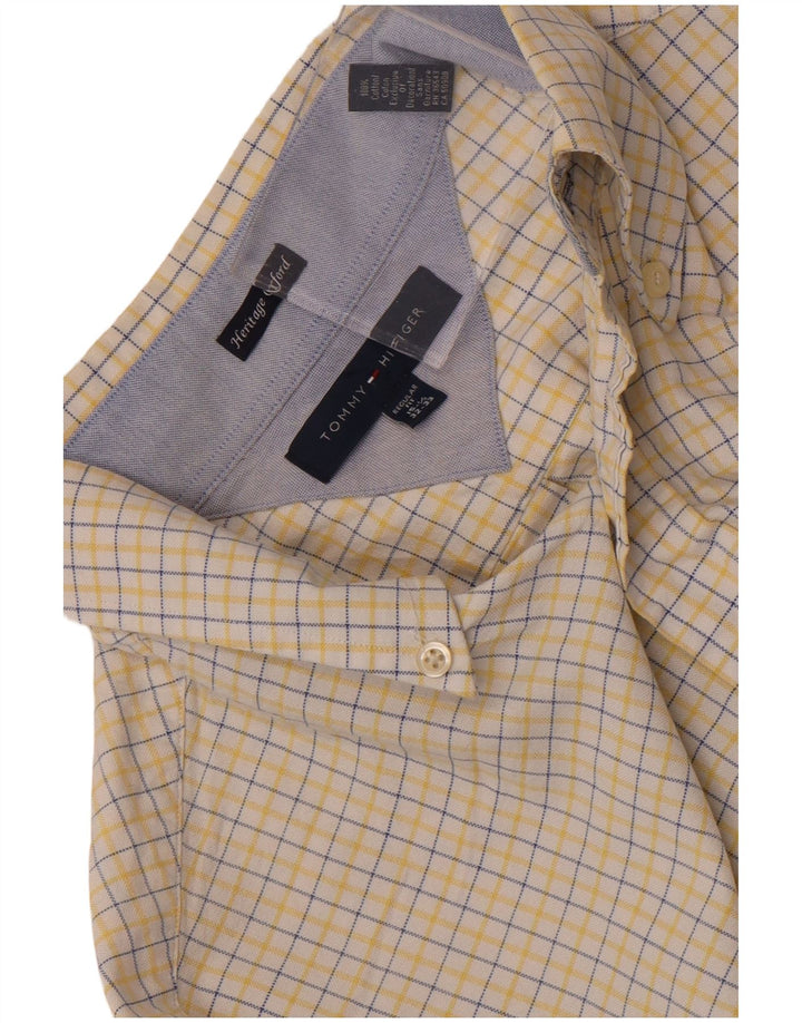 Tommy Hilfiger Chemise coupe régulière pour homme Taille 15 1/2 Carreaux jaune moyen