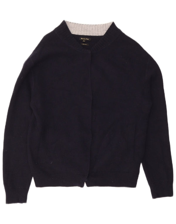 MASSIMO DUTTI Pull cardigan ouvert pour femme UK 14 Bleu marine moyen
