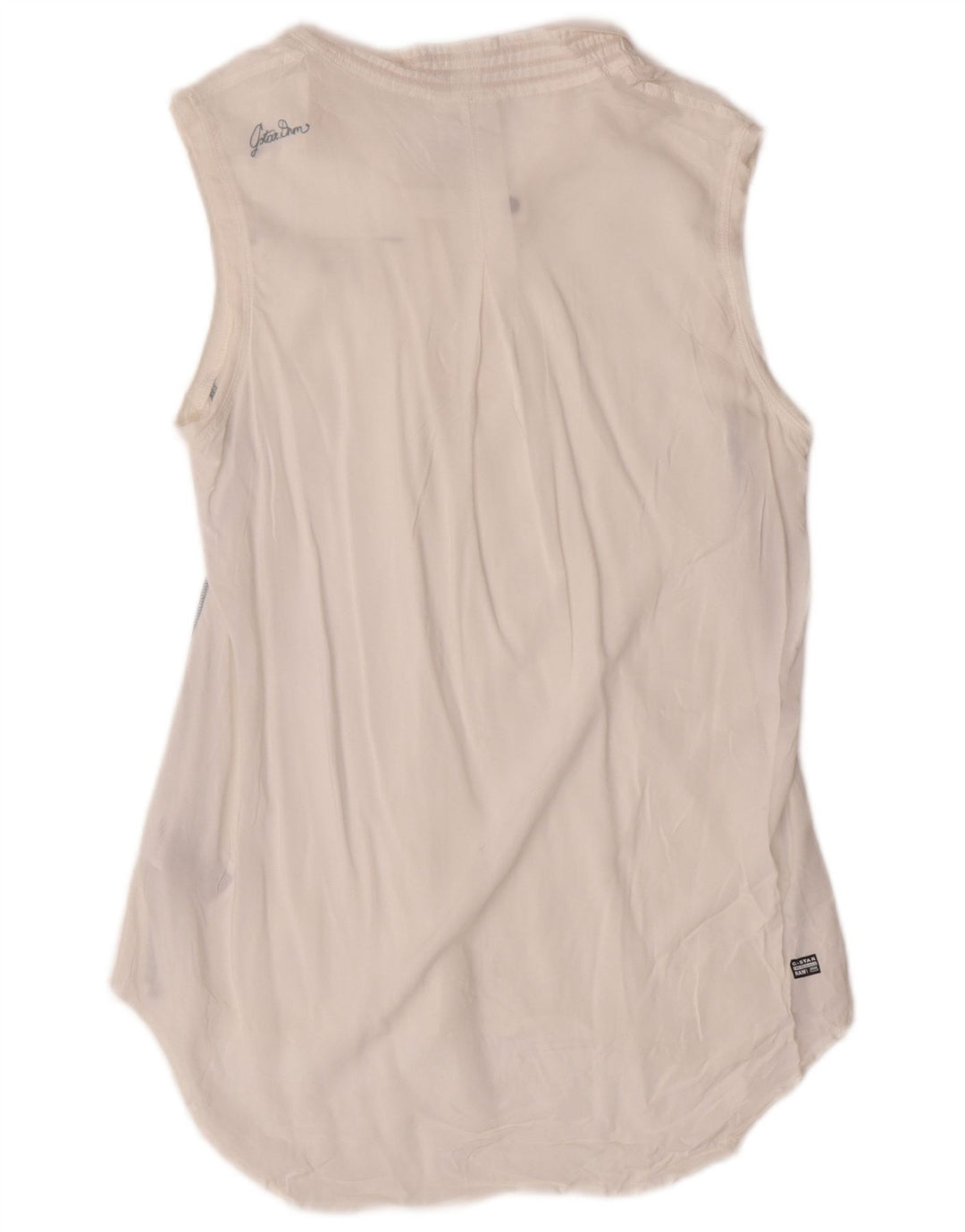 G-STAR Womens See Through Sleeveless Blouse Top UK 10 Small White Viscose