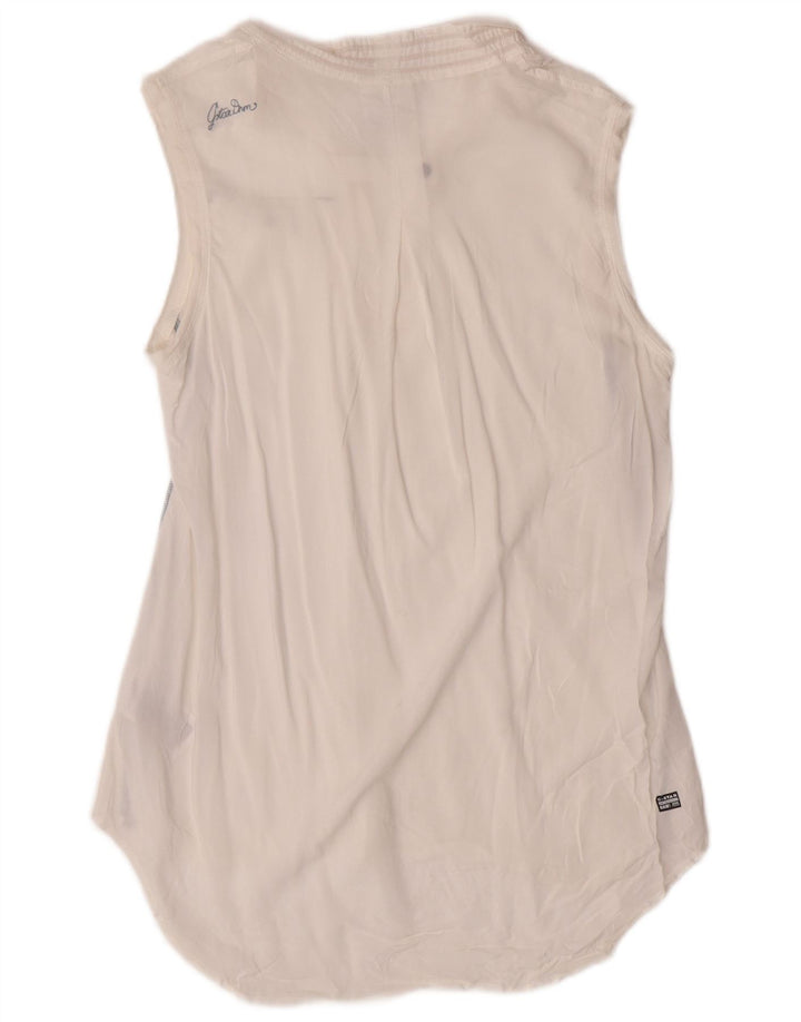 G-STAR Womens See Through Sleeveless Blouse Top UK 10 Small White Viscose