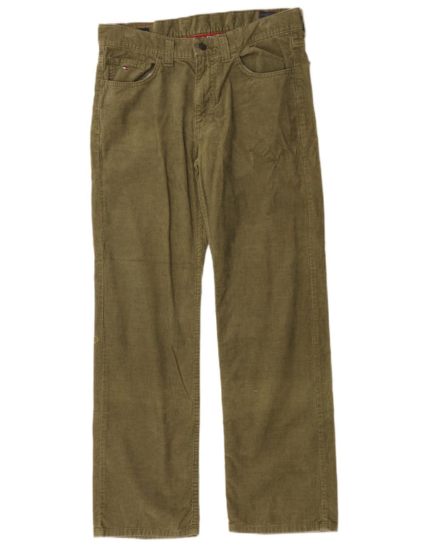 Tommy Hilfiger Pantalon droit en velours côtelé pour homme W34 L32 Vert Coton