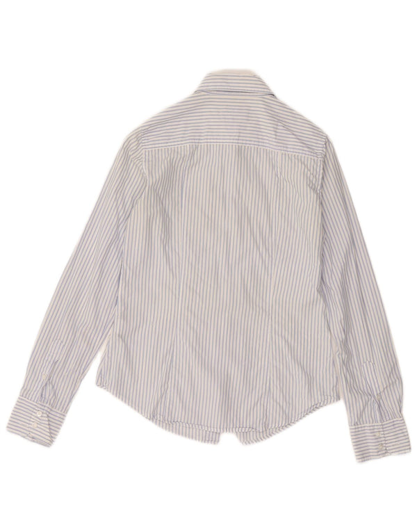 CREW CLOTHING Chemise ajustée pour femme UK 8 Petit coton à fines rayures blanches