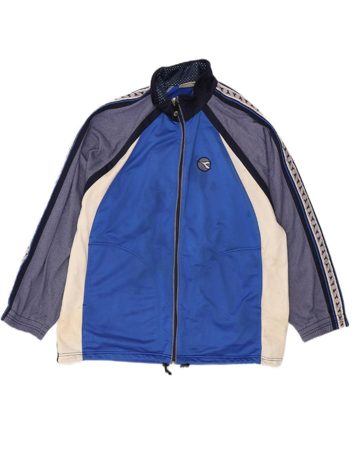 DIADORA Mens Tracksuit Top Jacket Medium Blue Colourblock Polyester Vintage Diadora and Second-Hand Diadora from Messina Hembry 