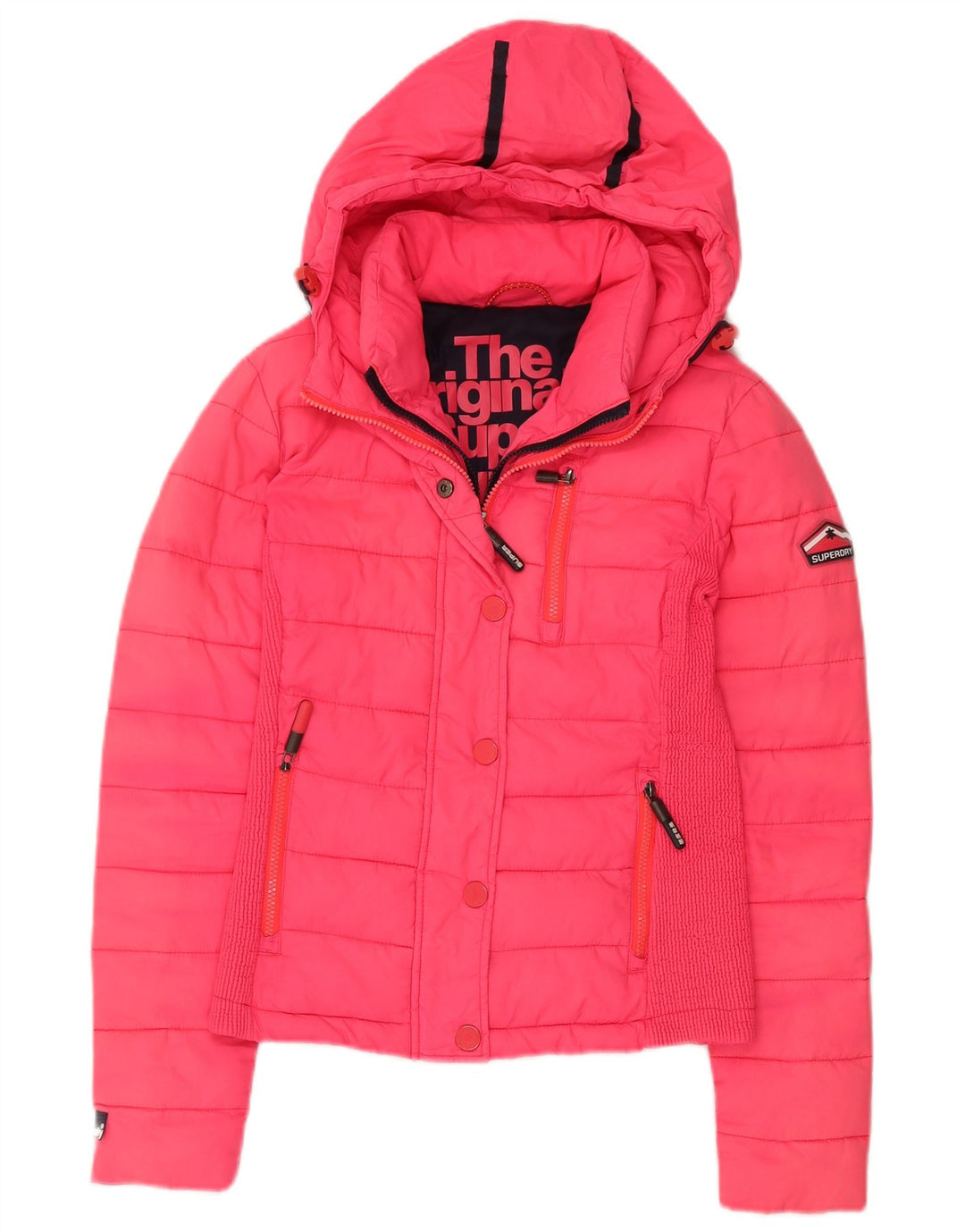 SUPERDRY Veste matelassée à capuche pour femme UK 10 Small Rose Nylon