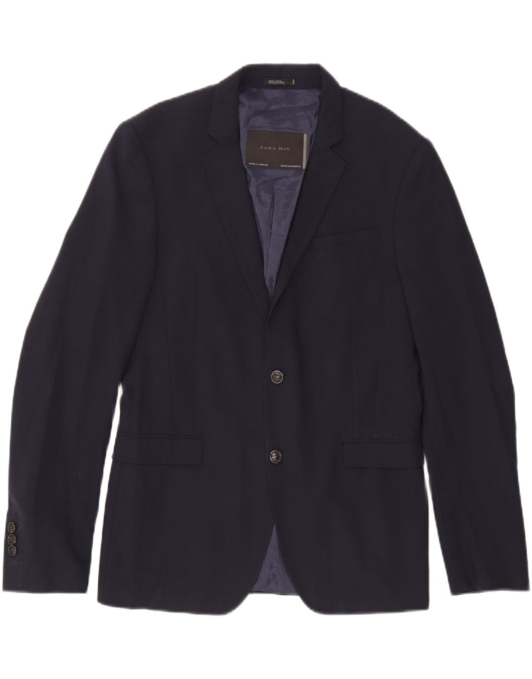 Zara Veste blazer à 2 boutons pour homme EU 50 Bleu marine moyen Polyester