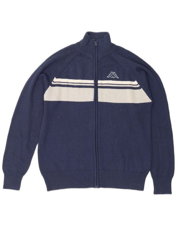 Kappa Cardigan Homme Pull Large Bleu Marine Rayé Acrylique