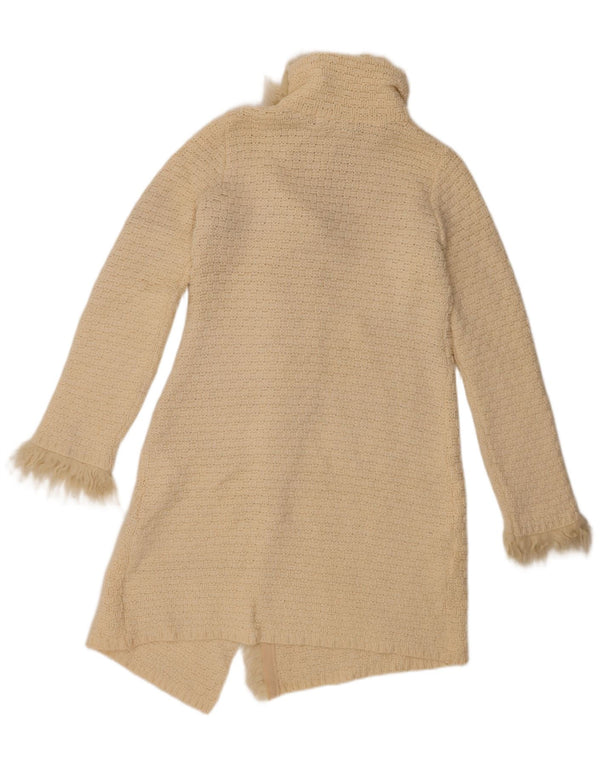 Zara Cardigan long pour femme UK 12 en laine blanc cassé moyen