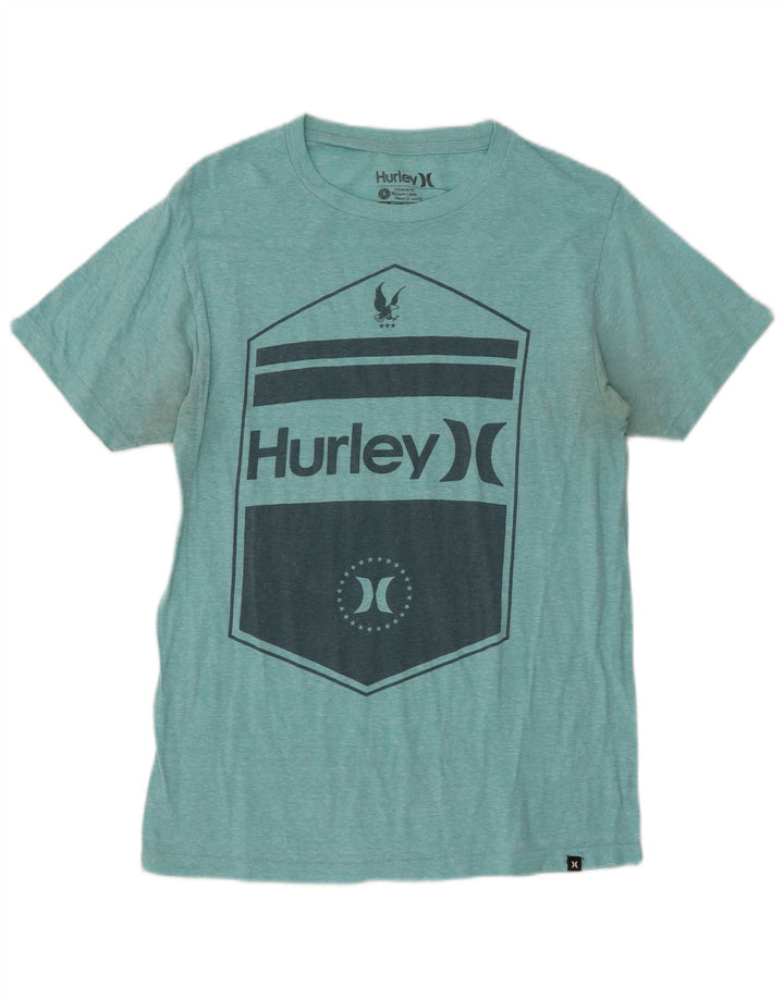 HURLEY T-shirt graphique coupe premium pour hommes, petit coton moucheté turquoise