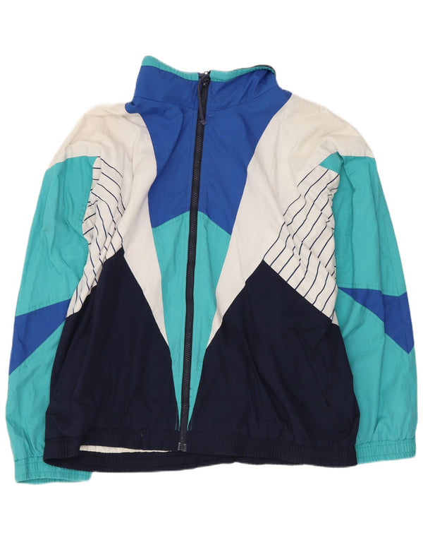Vintage Mens Loose Fit Survêtement Top Veste Grand Colorblock Multicolore