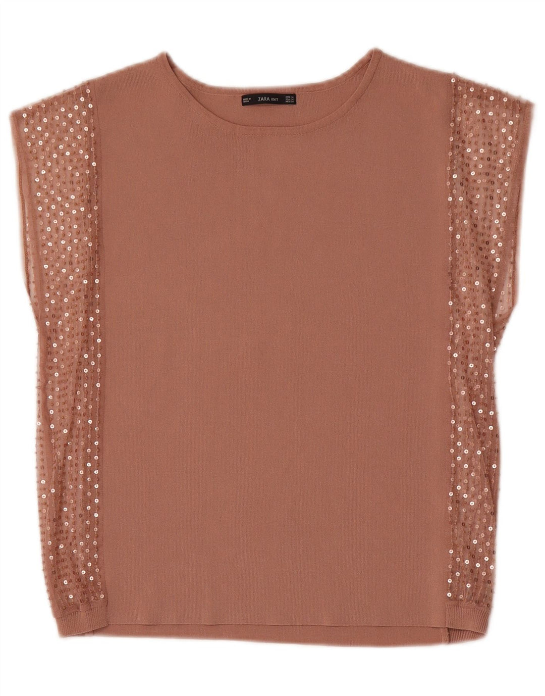 Zara Femme Chemisier Top UK 14 Beige Moyen
