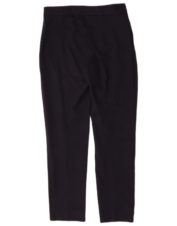 Max Mara Pantalon décontracté droit pour femme UK 14 Large W30 L29 Bleu marine