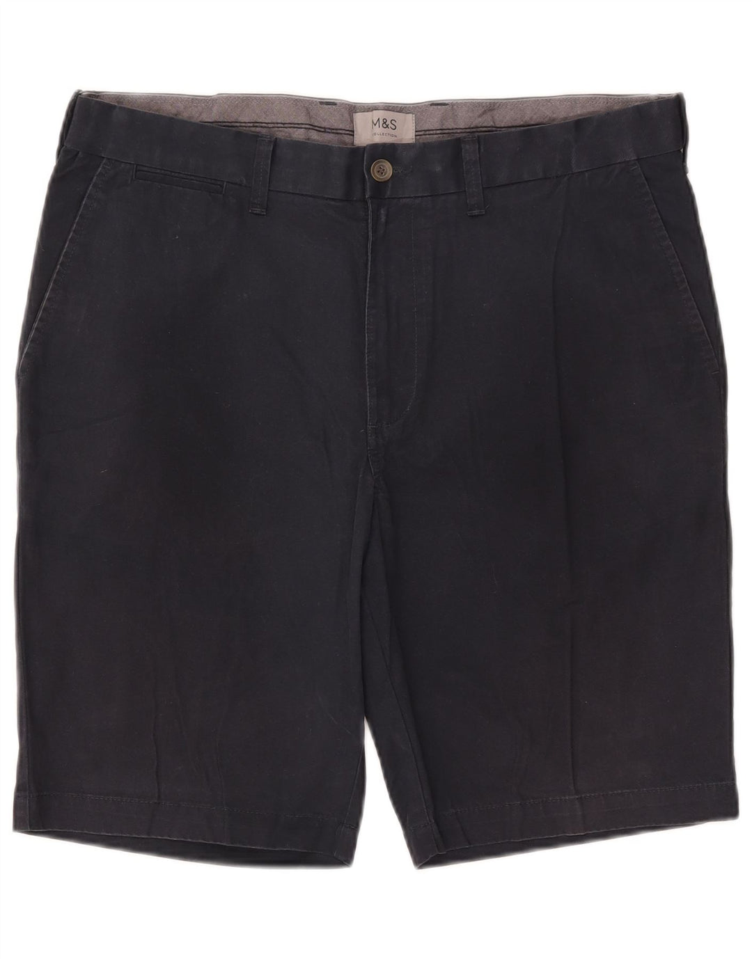 Marks & Spencer Short Chino Homme W36 Large Bleu Marine Coton