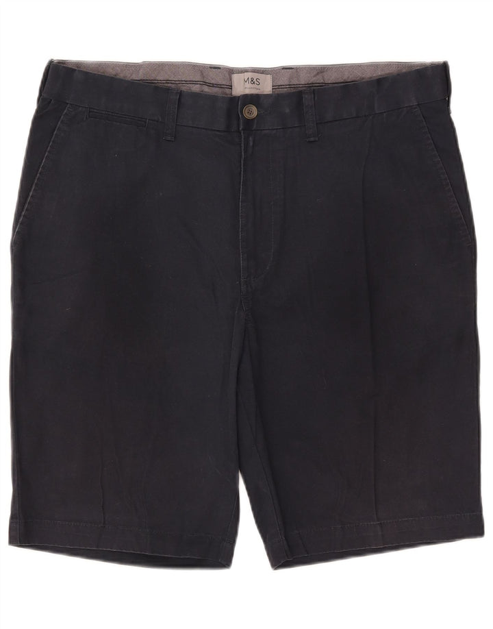 Marks & Spencer Short Chino Homme W36 Large Bleu Marine Coton