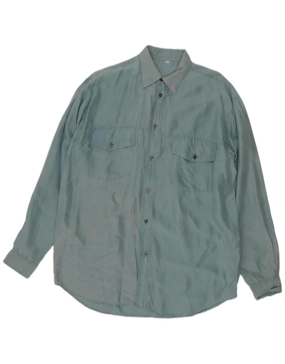 Chemise Homme Vintage Soie Bleu Moyen