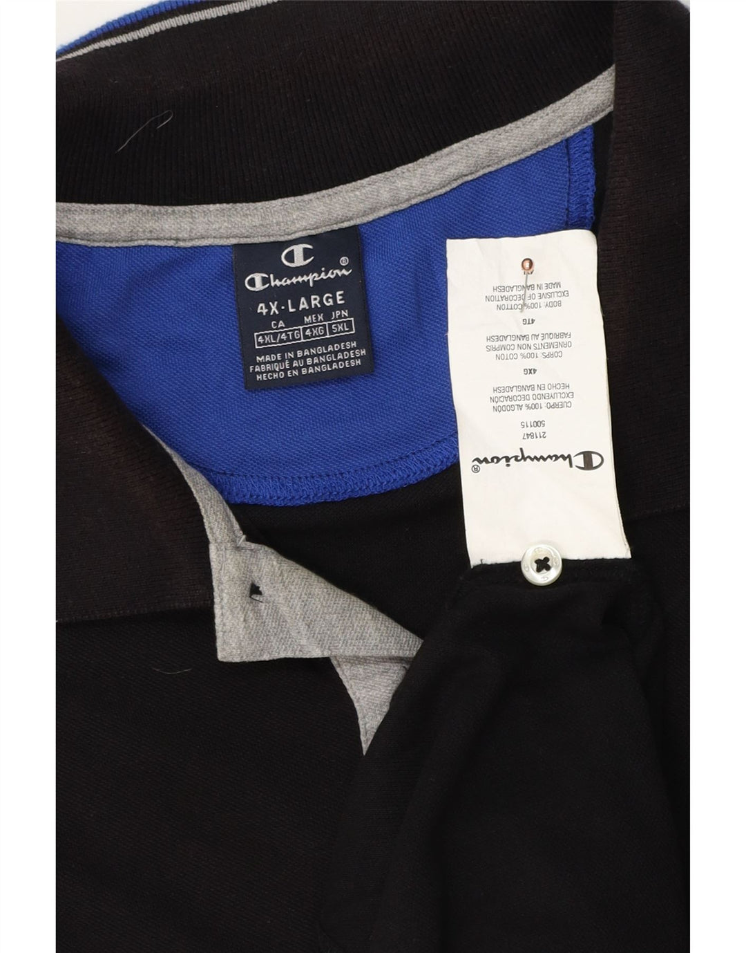 Champion Polo Homme 4XL Noir Coton