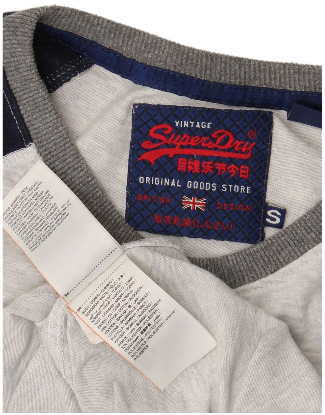 Superdry T-Shirt Graphique Homme Petit Gris Colorblock Cotton